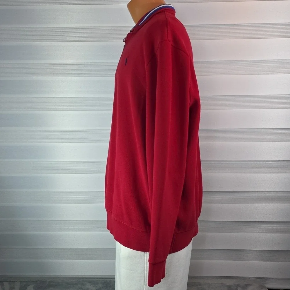 Polo Ralph Lauren 1/4 Zip Luxury Pullover Red Navy Pony Men's Size US XL Red...